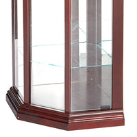 71 Inch China Curio Corner Cabinet, 4 Door 5 Shelves, Wood, Cherry Brown - BM280251