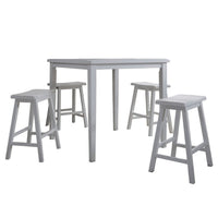 Gael 36 Inch Counter Height Square Dining Table Set, 4 Stools, Wood, White - BM280257