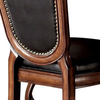 Loki 28 Inch Dining Chair, Nailhead Trim, Faux Leather, Set of 2, Brown - BM280261