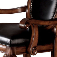 Loki 28 Inch Dining Armchair, Nailhead Trim, Faux Leather, Set of 2, Brown - BM280262