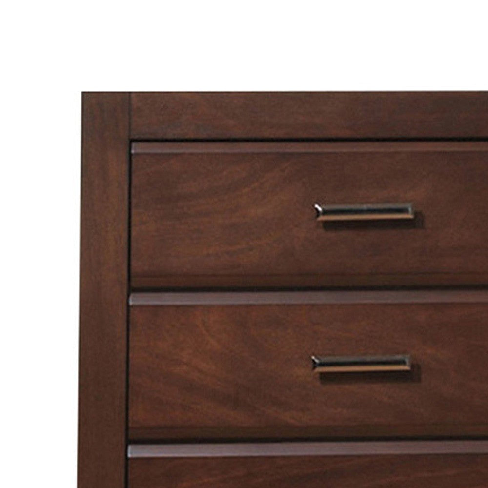 48 Inch Modern Tuscany Tall Dresser Chest, 5 Drawers, Metal Handles, Brown - BM280266