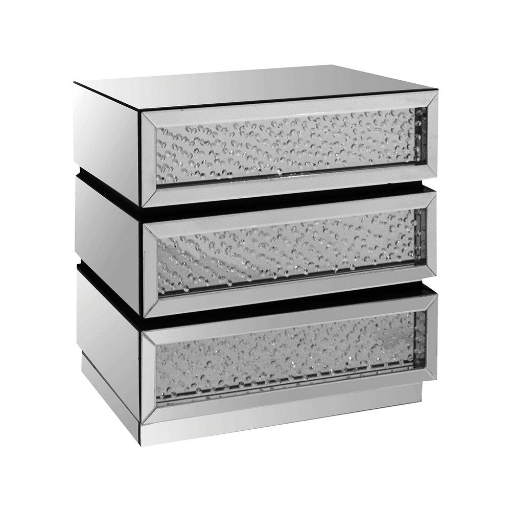 34 Inch Wood Cabinet Console Nightstand, 2 Glass Doors, 1 Shelf, White - BM280267