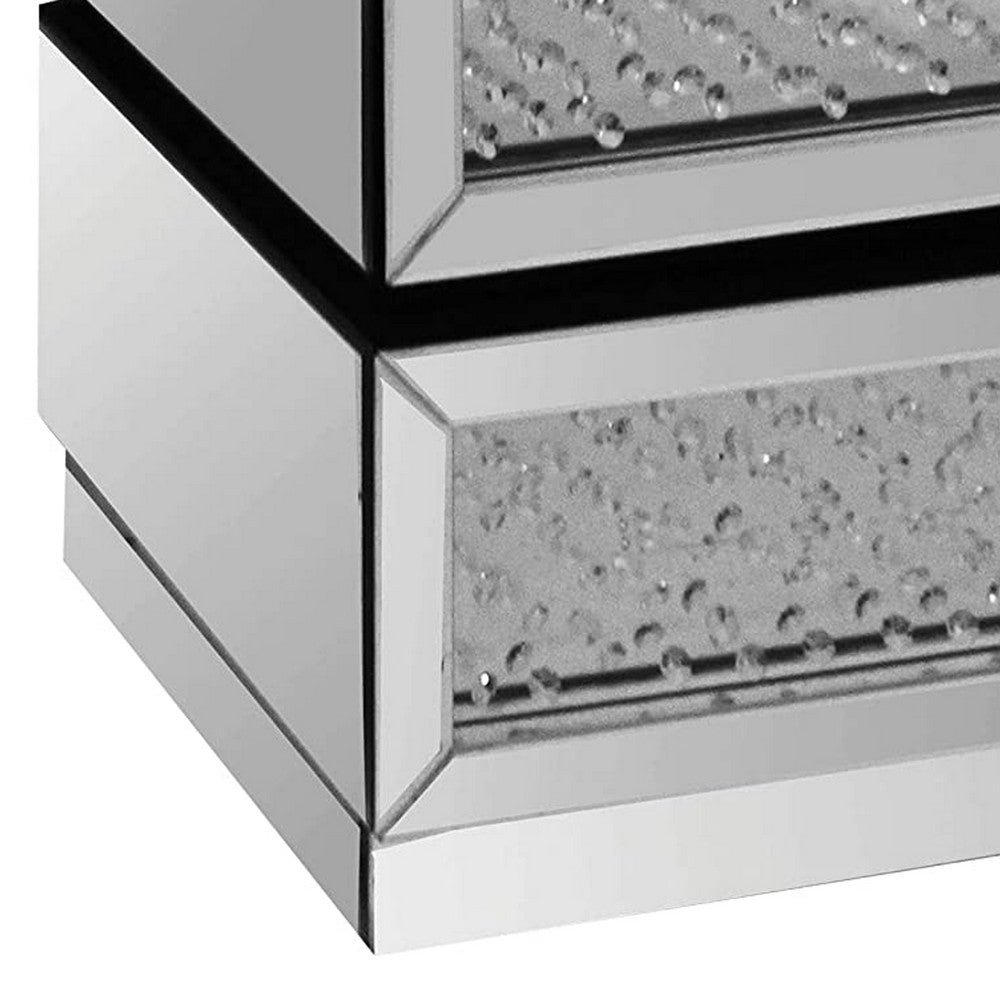 34 Inch Wood Cabinet Console Nightstand, 2 Glass Doors, 1 Shelf, White - BM280267