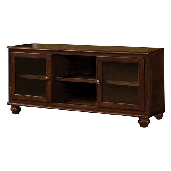 58 Inch Wood TV Entertainment Media Console, 2 Door, 2 Open Shelves, Walnut - BM280278