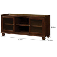 58 Inch Wood TV Entertainment Media Console, 2 Door, 2 Open Shelves, Walnut - BM280278