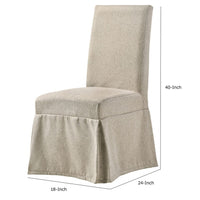 18 Inch Modern Fabric Skirted Dining Chair, Rubberwood, Set of 2, Beige - BM280304