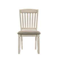 18 Inch Dining Chair, Fabric Padded Seat, Slatted, Set of 2, Antique White - BM280305