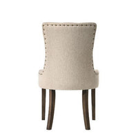 Esme 24 Inch Solid Wood Dining Chair, Fabric, Tufted, Set of 2, Beige - BM280326