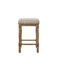 24 Inch Classic Wood Counter Height Stool, Upholstered, Set of 2, Gray - BM280327