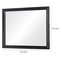 47 Inch Wood Mirror, Landscape Frame, Classic, Black - BM280342