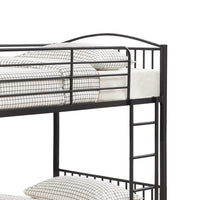 Demi 79 Inch Metal Twin Bunk Bed, Curved Headboard, Slatted, Dark Black - BM280350