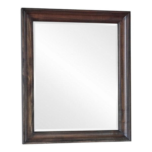 Oxy 38 Inch Classic Rectangular Portrait Mirror with Wood Frame, Brown - BM280362