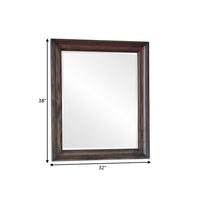 Oxy 38 Inch Classic Rectangular Portrait Mirror with Wood Frame, Brown - BM280362