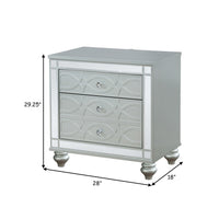 Gina 29 Inch Modern Glam Nightstand, Round Crystal Knobs, USB Ports, Silver - BM280371