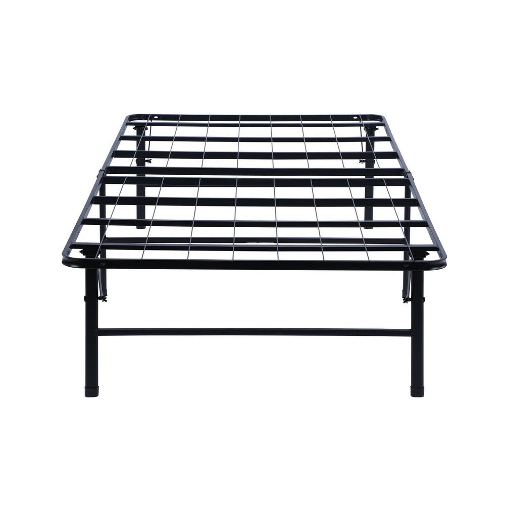 Adel Extra Long Twin Size Low Profile Bed, Foldable Metal Frame, Black - BM280381