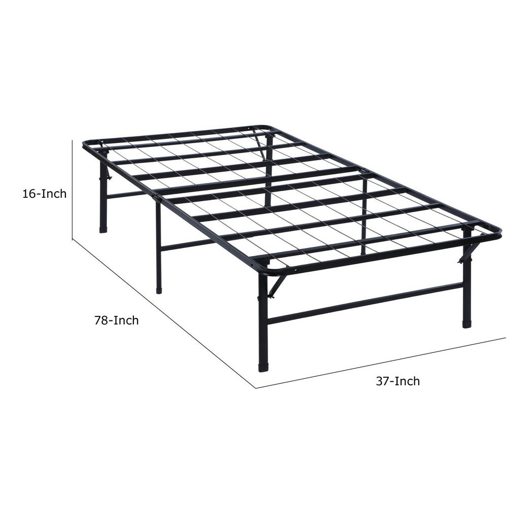 Adel Extra Long Twin Size Low Profile Bed, Foldable Metal Frame, Black - BM280381