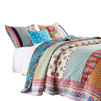 Sama 4 Piece Reversible Twin Quilt Set, Floral Print Patterns, Multicolor - BM280414