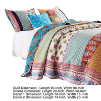 Sama 5 Piece Reversible Full Quilt Set, Floral Print Patterns, Multicolor - BM280415