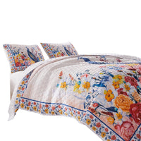 Tess Microfiber 2 Piece Twin Quilt Set, Peacock, Floral Print, Multicolor - BM280420