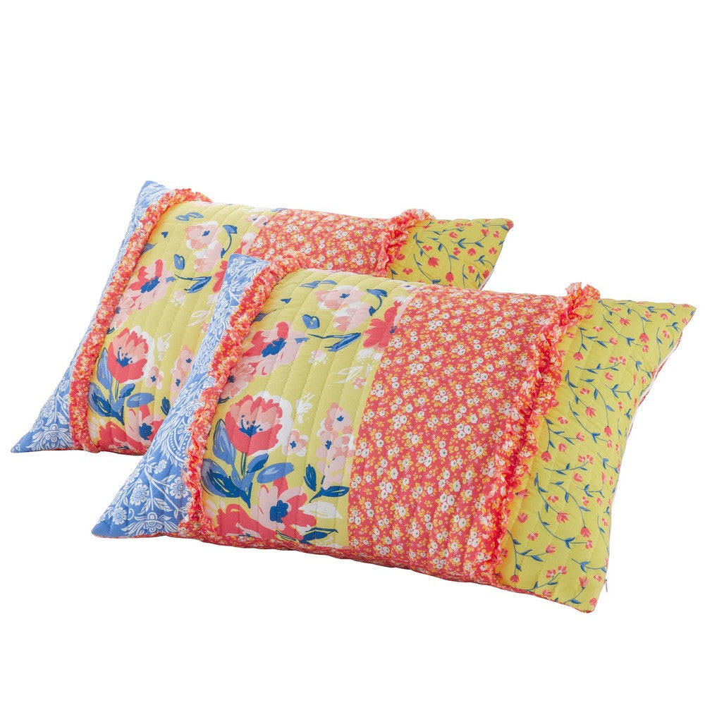 Lio 2 Piece Microfiber Twin Quilt Set, Bohemian Floral Pattern, Multicolor - BM280444