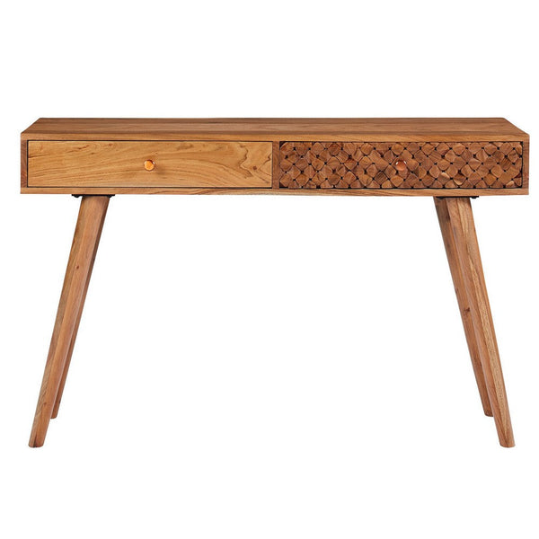 47 Inch Modern Wood Console Sideboard Table, Geometric, 2 Drawers, Brown - BM280456