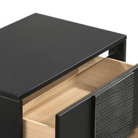 Reza 25 Inch Modern Wood Nightstand, 2 Drawers, Textured Felt Lined, Black - BM280473