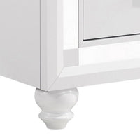 Pia 27 Inch Modern Nightstand, 2 Drawers, Mirrored Trim, Felt Lined, White - BM280477