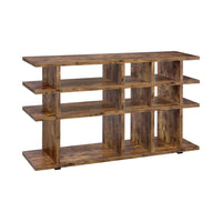 63 Inch Wood Bookcase, 3 Tier Divided Shelves, Vertical, Rustic Brown - BM280494