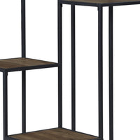 50 Inch 4 Tier Design Display Shelf, Metal Frame, Industrial, Brown, Black - BM280495