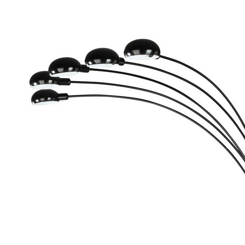 92 Inch Modern Floor Lamp, 5 Dome Shades, Dimmer Switch, Black - BM280498