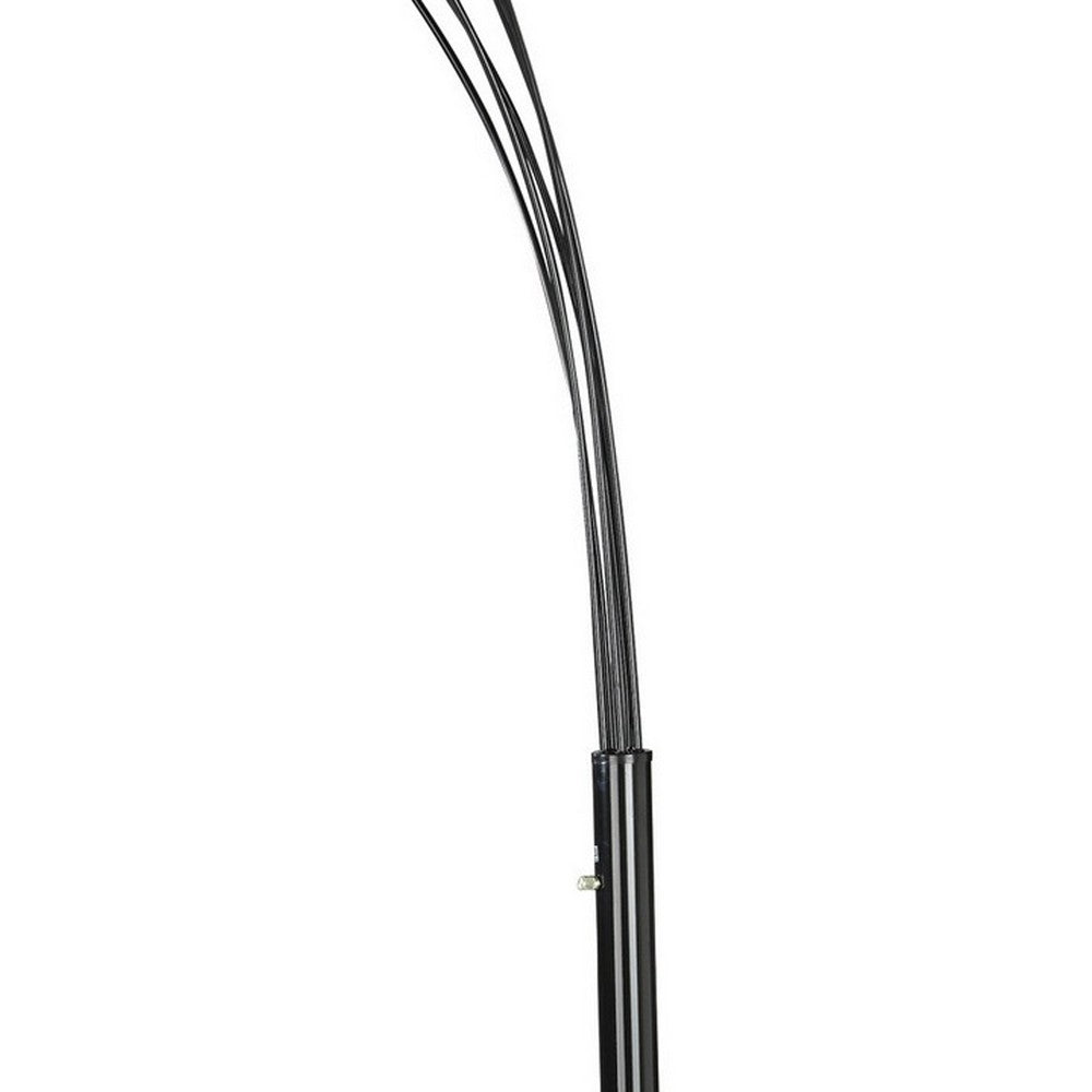 92 Inch Modern Floor Lamp, 5 Dome Shades, Dimmer Switch, Black - BM280498