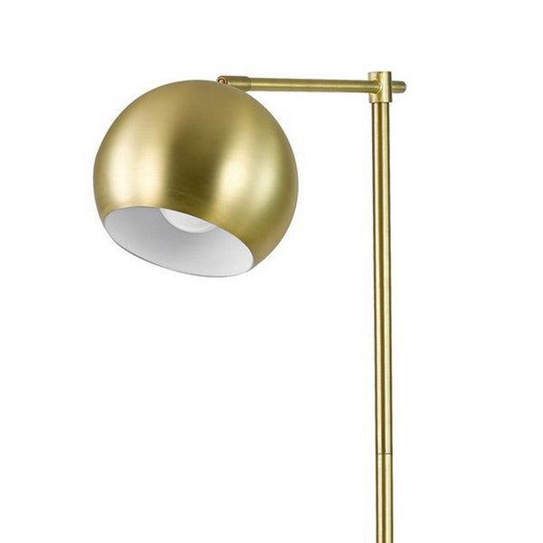 60 Inch Modern Floor Lamp, Dome Shade, Round Metal Base, Brass - BM280500