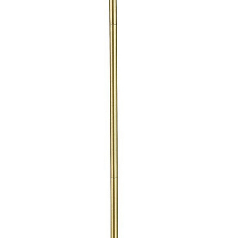 60 Inch Modern Floor Lamp, Dome Shade, Round Metal Base, Brass - BM280500