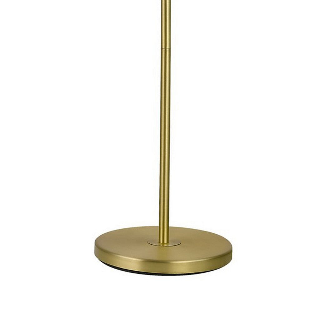 60 Inch Modern Floor Lamp, Dome Shade, Round Metal Base, Brass - BM280500