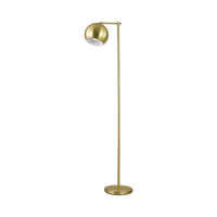 60 Inch Modern Floor Lamp, Dome Shade, Round Metal Base, Brass - BM280500