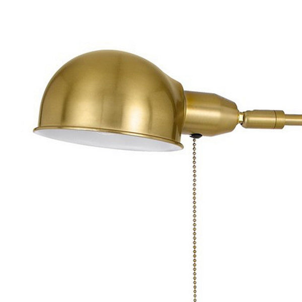 58 Inch Metal Floor Lamp, Adjustable Height, Chain Switch, Antique Brass - BM280512