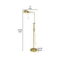 58 Inch Metal Floor Lamp, Adjustable Height, Chain Switch, Antique Brass - BM280512