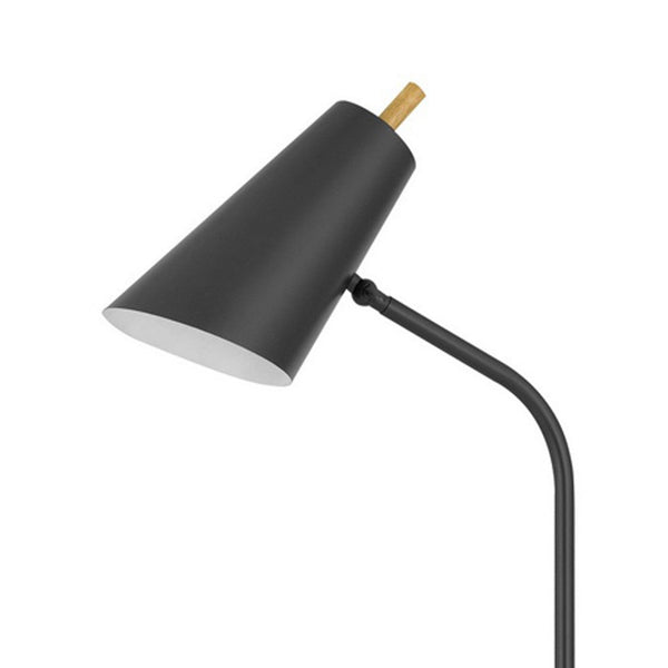 66 Inch Metal Floor Lamp, Adjustable Cone Shade, Wood Base, Dark Bronze - BM280515