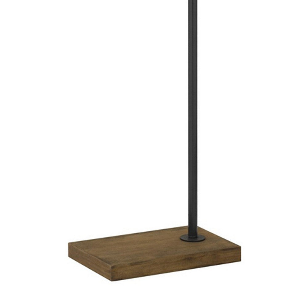 66 Inch Metal Floor Lamp, Adjustable Cone Shade, Wood Base, Dark Bronze - BM280515