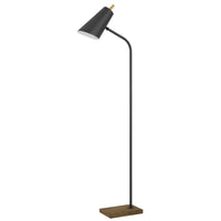 66 Inch Metal Floor Lamp, Adjustable Cone Shade, Wood Base, Dark Bronze - BM280515