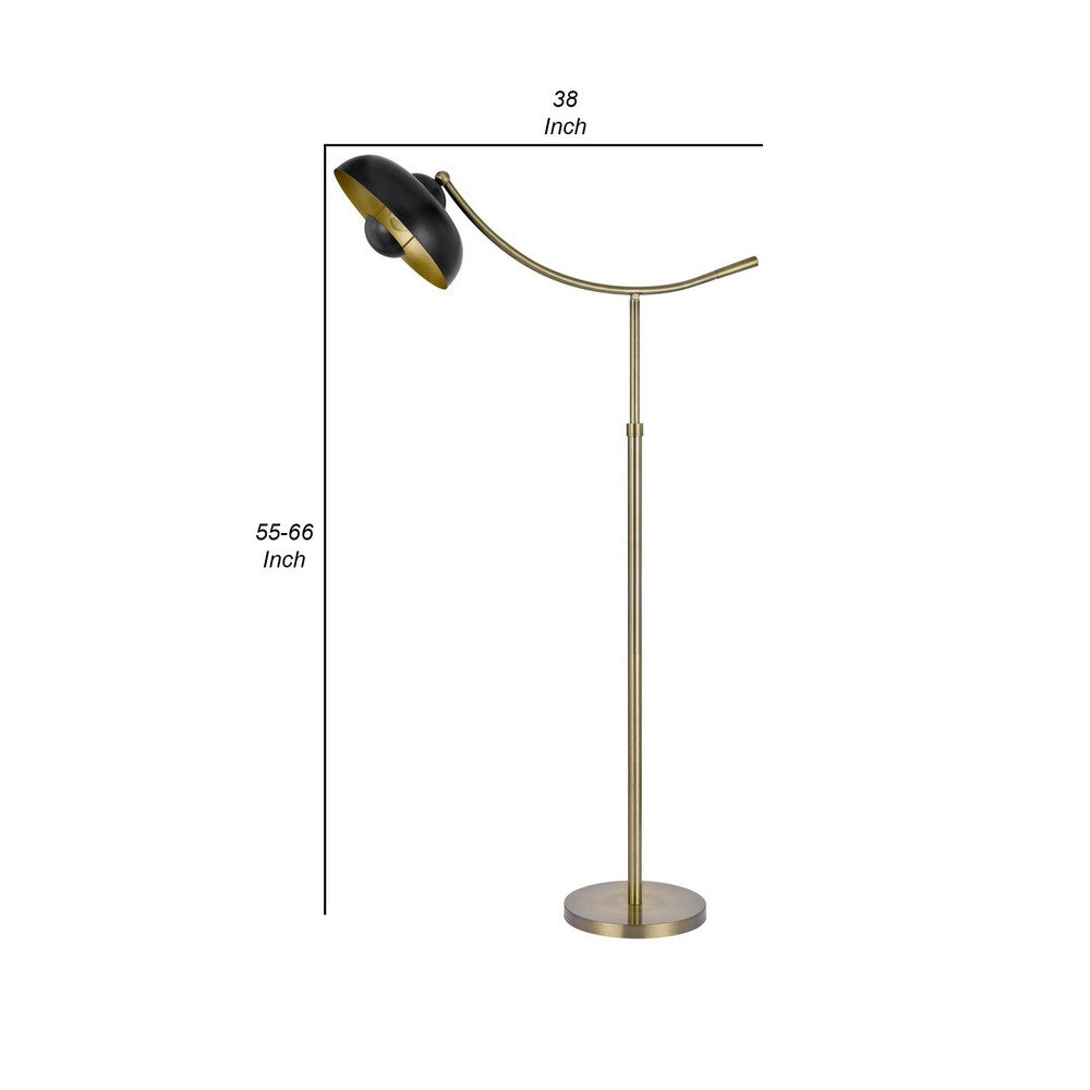 66 Inch Adjustable Arc Floor Lamp, Dome Shade, Dark Bronze, Antique Brass - BM280520