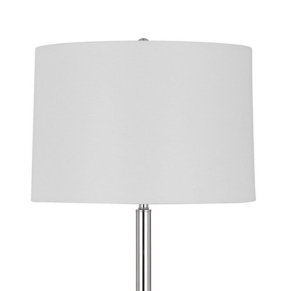 Charlie 61 Inch Modern Floor Lamp, Wood Table, 1 USB, Glossy, White, Brown - BM280525