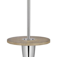 Charlie 61 Inch Modern Floor Lamp, Wood Table, 1 USB, Glossy, White, Brown - BM280525