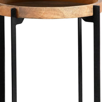 24 Inch Modern End Accent Table, Round Marble Shelf, Wood, White, Brown - BM280571