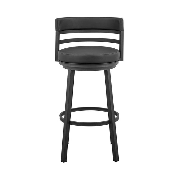 Maxi 26 Inch Modern Counter Stool, Footrest, Swivel, Faux Leather, Black - BM281938