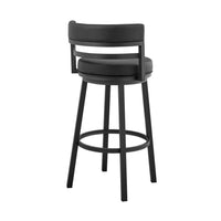 Maxi 26 Inch Modern Counter Stool, Footrest, Swivel, Faux Leather, Black - BM281938