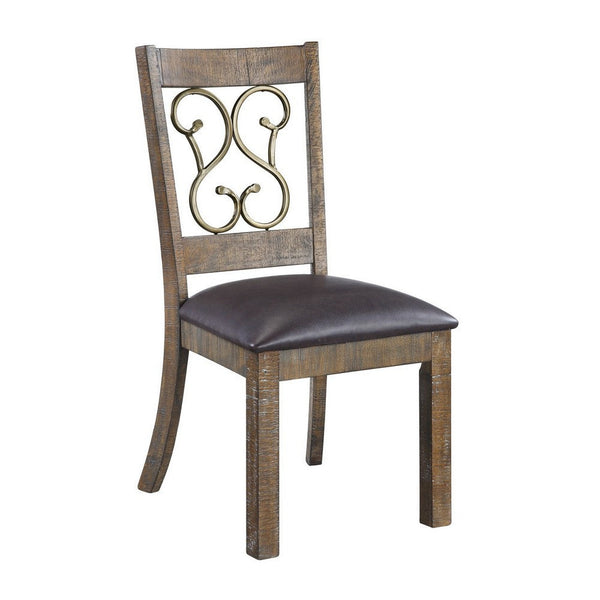 Eli 20 Inch Parson Style Dining Chair, Vegan Leather, Set of 2, Tan Brown - BM281977