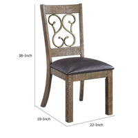 Eli 20 Inch Parson Style Dining Chair, Vegan Leather, Set of 2, Tan Brown - BM281977