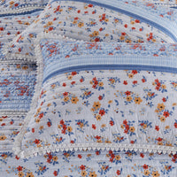 Joa 2 Piece Microfiber Twin Quilt Set, Floral Print, Lace Trim, Multicolor - BM282007