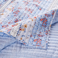 Joa 2 Piece Microfiber Twin Quilt Set, Floral Print, Lace Trim, Multicolor - BM282007